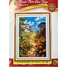 Mua  Thêu kín 4 sợi  Tranh thêu chữ thập Lối về xóm nhỏ 4212  kích thước 60 x 85 cm  loại tranh 9CT