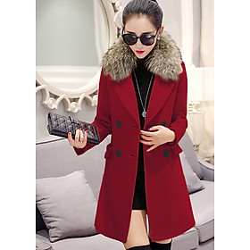 Hình ảnh Áo Khoác Nữ Dạ Có Lông Cổ
