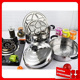 Mua Nồi Hấp 3 Tầng Inox 28Cm - Loại Tốt