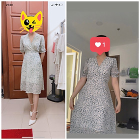 Đầm Hoa Xoè Vintage Tay Bo Dễ Thương