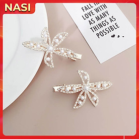 Kẹp tóc nữ hàn quốc Rhinestone NASI cao cấp màu ngọc xinh xắn dễ thương kẹp tóc mái phụ kiện tóc