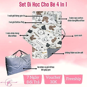 Mua Set Đi Học Cho Bé Chống Thấm Gấp Gọn 4 Trong 1 Tiện Lợi Size 70x120cm Hoặc 70x140cm - Giao Màu Ngẫu Nhiên