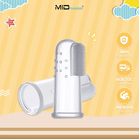 Bàn chải xỏ ngón silicon Midkid cho bé từ 1 tuổi, tưa lưỡi trẻ em mềm mại, an toàn, có hộp đựng sạch sẽ và tiện lợi