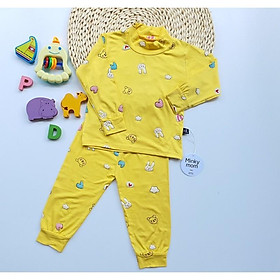 Bộ Dài tay cao cổ 3p Minky Mom chất thun lạnh cho bé trai be gái in hình dễ thương size 7-19kg