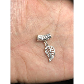 Charm Treo Lá Bạc  14.1x5.5mm, Charm Làm Vòng Tay, Trang Sức, Yoga, Phong Thuỷ, Phong Cách Bạc  (1 Cái)