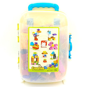 Vali Mega Junior Blocks - Bé Ghép Hình Thông Minh 7 Nhân Vật - 67M C2817 - Màu Vàng