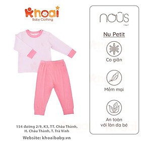 Bộ cài vai dài Nous hồng - Chất liệu Nu petit 95% cotton thiên nhiên