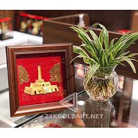 Tranh cột cờ Hà Nội ( 20 x 20cm) dát vàng MT Gold Art- Hàng chính hãng, trang trí nhà cửa, phòng làm việc, quà tặng sếp, đối tác, khách hàng, tân gia, khai trương 
