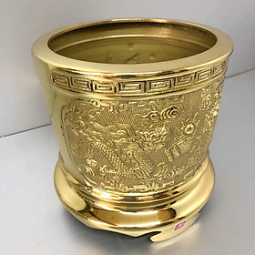 Mua Bát Hương Lư Hương Đồng Chạm khắc Rồng Phượng Viền Vàng Nổi Cao Màu Vàng Bóng Các Cỡ