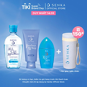 Bộ sản phẩm bảo vệ & làm sạch toàn diện Senka (Sữa chống nắng UV Milk 40ml + Nước sữa tẩy trang Milky 230ml + SRM Whip 120g)