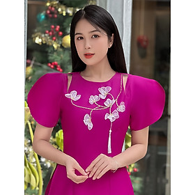 [HCM] Áo dài tapta thun kết hoa xinh xỉu AD032 - Khánh Linh Style