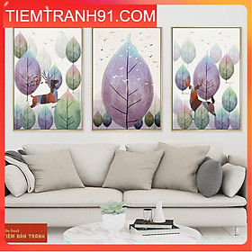 Tranh treo tường - Bộ 3 bức canvas tổng hợp 21 , tranh canvas giá rẻ