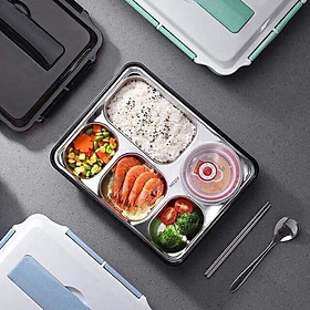 Mua Hộp cơm 5 ngăn inox 304 Có Nắp Đậy tặng kèm bộ muỗng đũa inox siêu tiện lợi