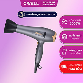 Máy sấy tóc công suất cao 3000W CWELL, 6 chế độ sấy nóng/lạnh chuẩn Salon kèm đầu tạo kiểu - C103HD