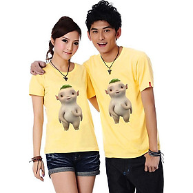Bộ Áo Thun Đôi Nam Nữ Quái Thú Dễ Thương Màu Vàng