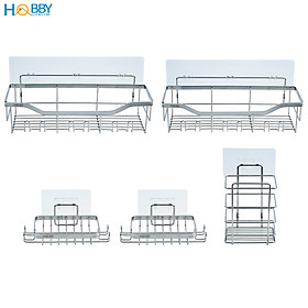 Bộ 5 kệ để đồ phòng tắm đa năng dán tường Hobby home decor K5MT inox 304