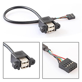 2-5pack Dual USB 2.0 A Female to Motherboard 9 Pin Header Cable and Screw Panel