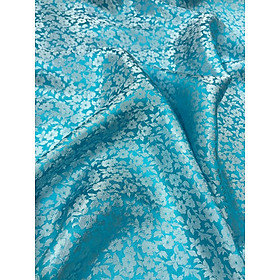 Vải Lụa Tơ Tằm Palacesilk hoa mai xanh lam1 may áo dài, dệt thủ công#mềm mượt#nhẹ#thoáng mát, khổ rộng 90cm