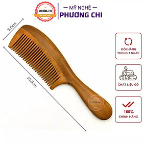 Lược gỗ thơm gép răng chuôi bầu trơn dài 19,5cm, lược chải tóc gỡ rối massage đầu | Mỹ Nghệ Phương Chi