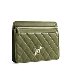 Clutch Cầm Tay Da Bò Nam Cao Cấp Có Quai Đeo Màu Xám, Màu Olive FENSE