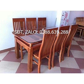 Mua bộ bàn ăn 2 tầng 6 ghế bọc đệm kèm kính