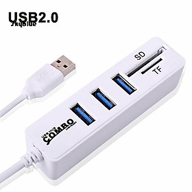 SKBL 3 Ports USB 2.0 SD/TF Card Reader Hub Adapter Splitter Combo for Computer Laptop