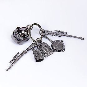Móc khóa ô tô xe máy PUBG 6 món kim loại K98