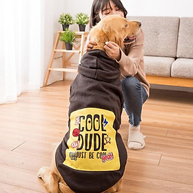 Áo cho chó lớn size từ 20 - 50 kg áo thu đông Hoodie cho chó có 2 tay và mũ vải len lót lông cừu cao cấp