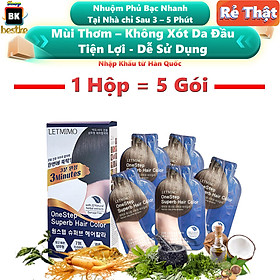 Màu nhuộm tóc, Combo 5 hộp = 25 Gói + QUÀ TẶNG 1 chai dầu gội dược liệu nguyên xuân 200ml