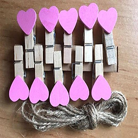 Set 10 kẹp gỗ in hình kute tặng kèm 1 dây thừng trang trí nhà cửa