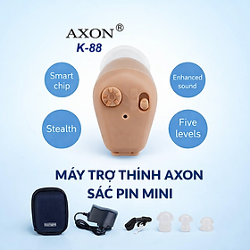 Máy Trợ Thính AXON Mini Nhét Tai Không Dây – Kèm 3 Nút Tai, Khuếch Đại Âm Thanh Cao Cấp, đèn trang trí