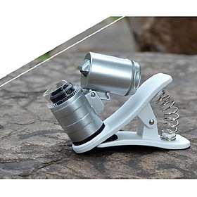 Kính lúp mini 60X kẹp điện thoại có đèn led trợ sáng