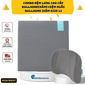 Combo Đệm Lưng Cao Cấp Bullsone(Xám)+Đệm Ngồi Bullsone (Xám size L)