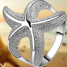 Fashion Women Luxury Ocean Sear Star Shaped Ring Jewelry Silver