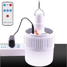 Đèn Led Tích điện Sạc Điện nguồn 5V , Công Suất 60W ánh sáng trắng - có Remote điều khiển và tấm pin năng lượng mặt trời / thích hợp đi vườn, cắm trại, picnic , khi nhà cúp điện