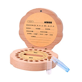 Wooden Baby Tooth Box for Milk Teeth Storage Lanugo Hair Collect Case