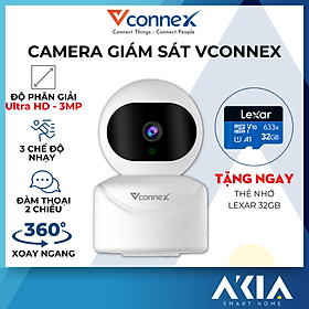 Mua Camera trong nhà Vconnex - Camera wifi giám sát AI  độ phân giải Ultra HD 4K 3MP  đàm thoại 2 chiều  xoay 360 độ  6 đèn hồng ngoại - Hàng chính hãng