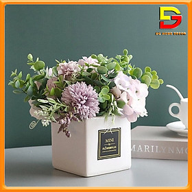 Mua Hoa Giả Chậu Hoa Tú Cầu Mix Để Bàn Trang Trí Nhà Cửa Làm Quà Tặng DG-110