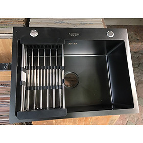 Mua Chậu Rửa Bát 1 Hố Inox Phủ Nano Chống Trầy Xước KT 60x45 Kèm Rổ Rút Đa Năng