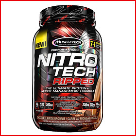 Sữa tăng cơ, giảm mỡ MuslceTech Nitro Tech Ripped - Hộp 2lbs (908g) – Hỗ trợ phục hồi, phát triển cơ bắp, giảm mỡ thừa cho người tập thể hình và thể thao - Hàng chính hãng Muscletech USA - Mùi Chocolate