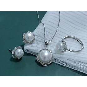 Bộ trang sức ngọc trai nước ngọt và bạc