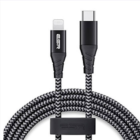 Cáp sạc ESR USB-C to Lightning, Nylon Power Delivery chuẩn MFi - Hàng chính hãng