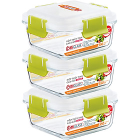Bộ 3 hộp đựng thuỷ tinh vuông Comet CH1859 – 550ml