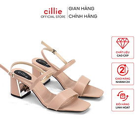 Giày sandal quai ngang gót xéo cao 5cm Cillie 1083