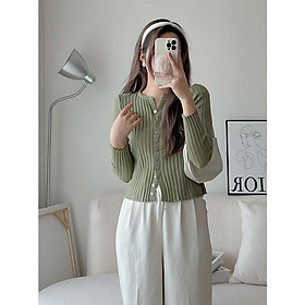 Áo khoác cardigan len tăm 11 khuy siêu co giãn, chất len mềm mịn