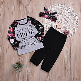 Children Princess Girl Clothes Set fly sleeve romper +floral pants +headband clothes autumn wear 0-18m