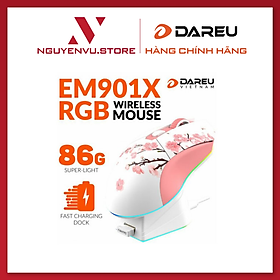 Mua Chuột Gaming không dây DAREU EM901X RGB Pink - SUPERLIGHT  FAST CHARING DOCK - Hàng Chính Hãng