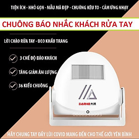 Chuông báo khách kèm nhắc khách đeo khẩu trang sát khuẩn tay bản đặc biệt có nguồn loại tốt