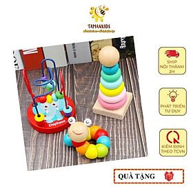 Combo 3 Món Đồ Chơi Gỗ Thông Minh Cho Bé Từ 0-3 Tuổi Giúp Phát Triển Tư Duy- ĐỒ CHƠI TAMANKIDS