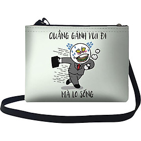 Túi Đeo Chéo Nữ In Hình Quẳng Gánh Vui Đi Mà Lo Sống TUFU214